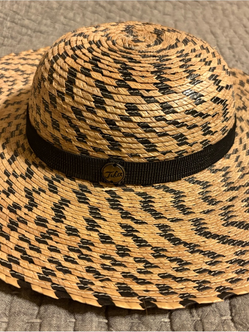 Tula Black & Natural Woven Straw Sun Hat
